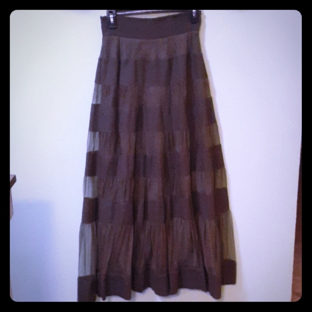 Anthropologie odille chocolate maxi skirt